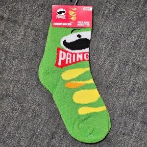Pringles Cozy Crew Socks Kids Ages 7-10 Green‎ Chenille Chip Character